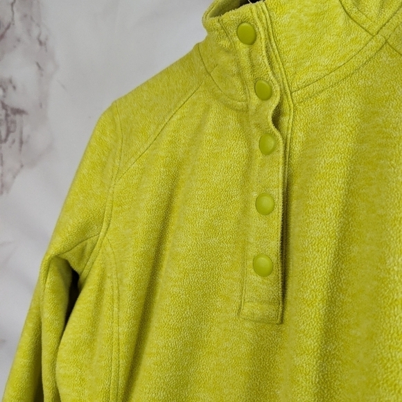 Duluth Trading Fleece Womens Size Small Snap Button Yellow Mock Neck Thumb Holes - Picture 10 of 11